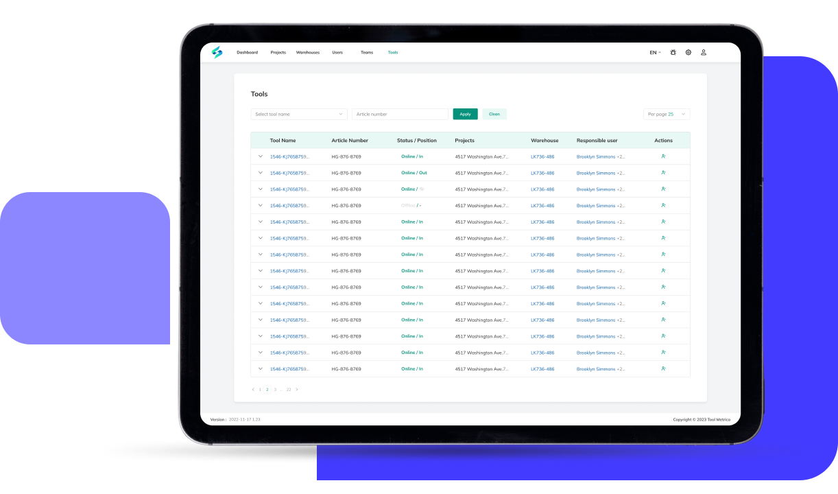 Illustration of tools tracker